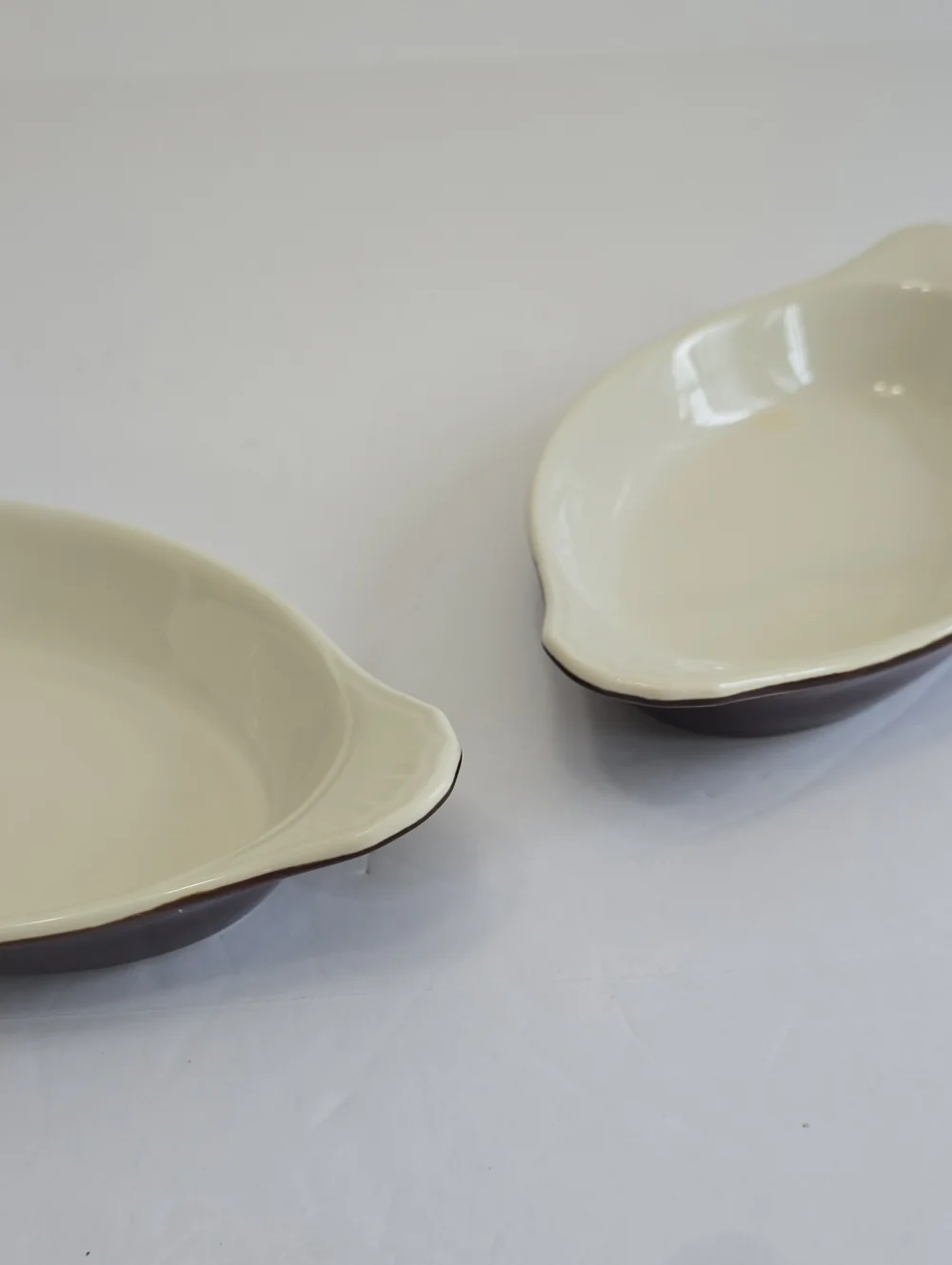Vintage Rego Pottery Japan Set Of 2 Oval Casserole Au Gratin Dish Glazed Brown